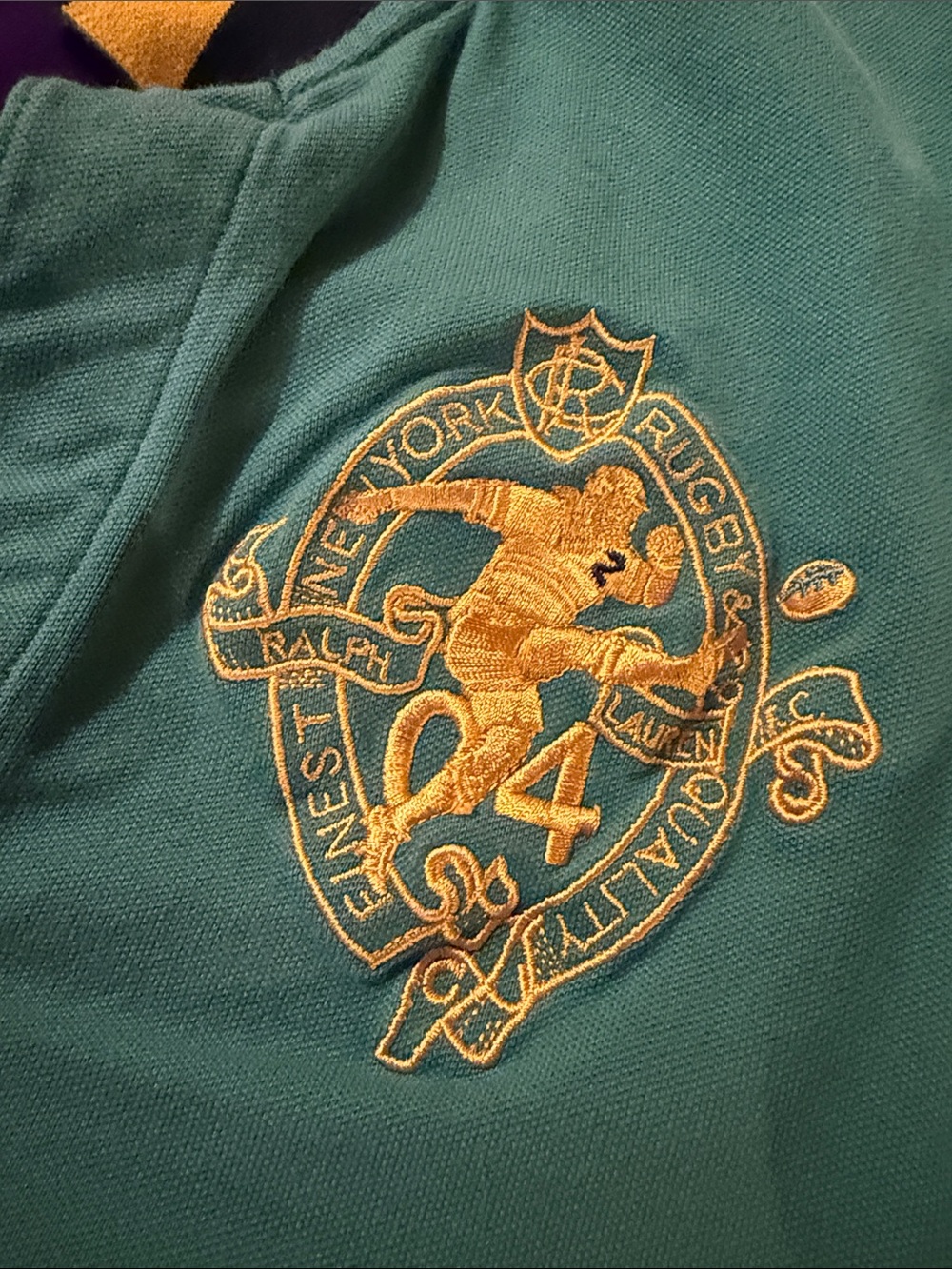 Rugby Ralph Lauren Green Short-Sleeve Polo with Yellow Crest - Picture 8 of 12